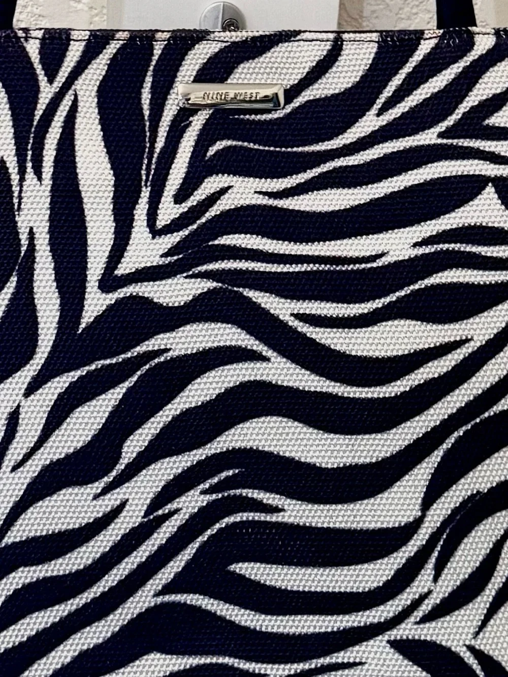 Nine West vintage like new zebra -Print in soft fabric,Tote Bag in Black & White